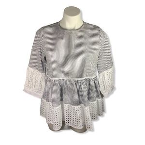 NWT Striped Eyelet Peplum Blouse Chicwish